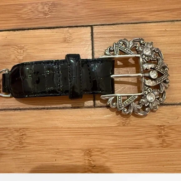 BRIGHTON  Brown & Black Leather Belt with Silver Buckle Sz: 34” Brighton SZ 34 Golf Belt - Etsy main image 2